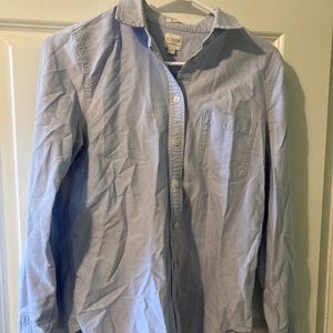 J Crew button up shirt boy fit women’s xs light blue long sleeve cotton top